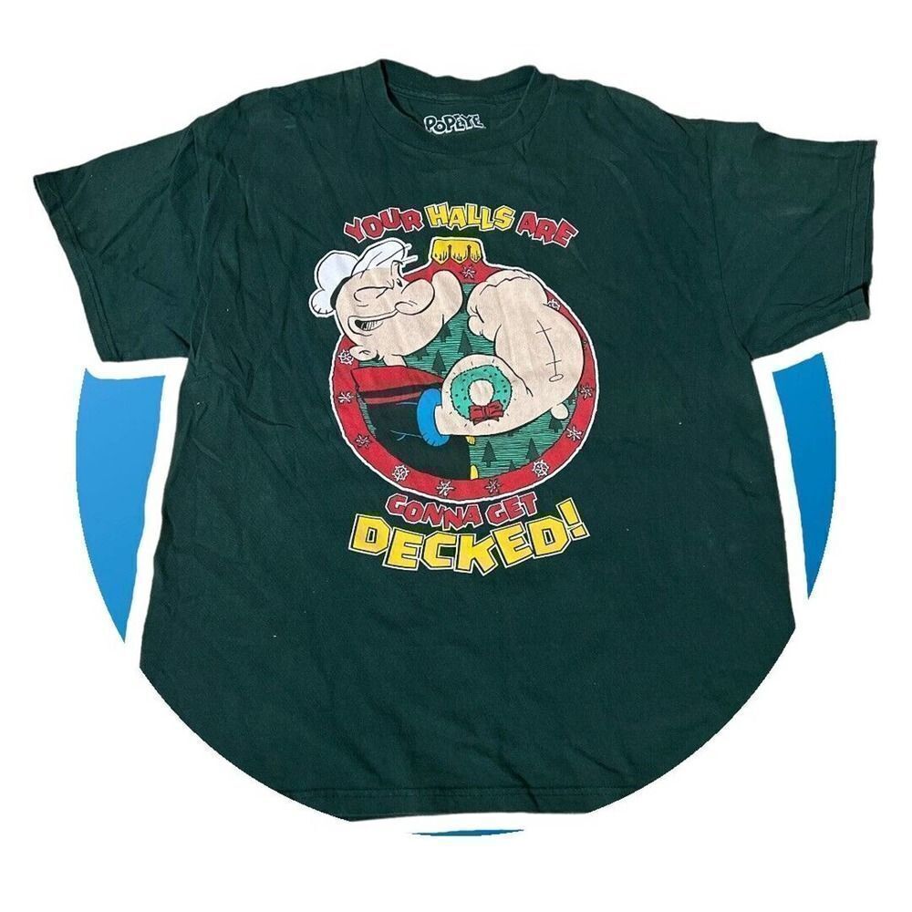 Popeye Men's T-Shirt Holiday Christmas Your Halls Are Gonna Get Decked